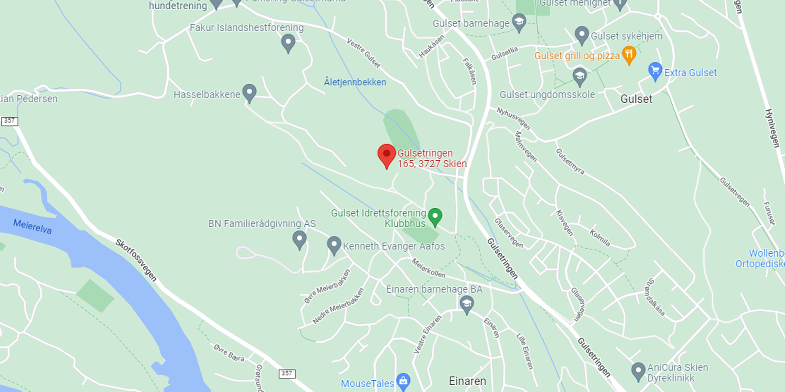Kart som viser Gulsethallen